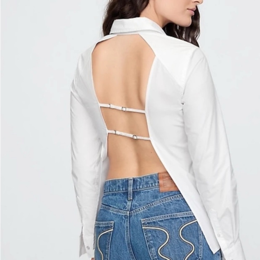 Cult Gaia Stylish White Open-Back Women's Dress Shirt